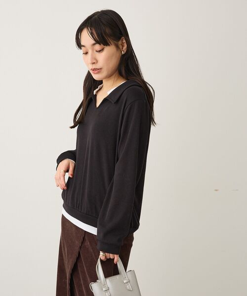 CRAFT STANDARD BOUTIQUE(クラフトスタンダードブティック)の「レイヤード風プルオーバー(Tシャツ/カットソー・レディース・ライトブルー/ブラック/チャコールグレー・FREE)」の7枚目の写真