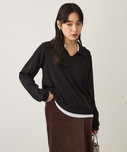 CRAFT STANDARD BOUTIQUE(クラフトスタンダードブティック)の「レイヤード風プルオーバー(Tシャツ/カットソー・レディース・ライトブルー/ブラック/チャコールグレー・FREE)」の8枚目の写真