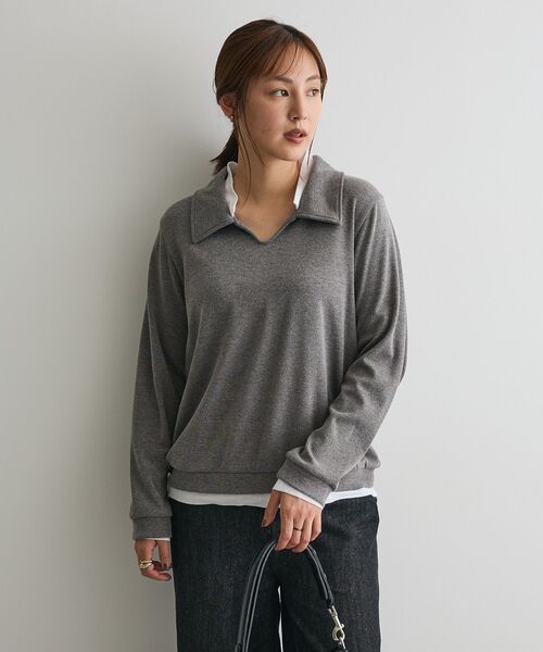 CRAFT STANDARD BOUTIQUE(クラフトスタンダードブティック)の「レイヤード風プルオーバー(Tシャツ/カットソー・レディース・ライトブルー/ブラック/チャコールグレー・FREE)」の11枚目の写真