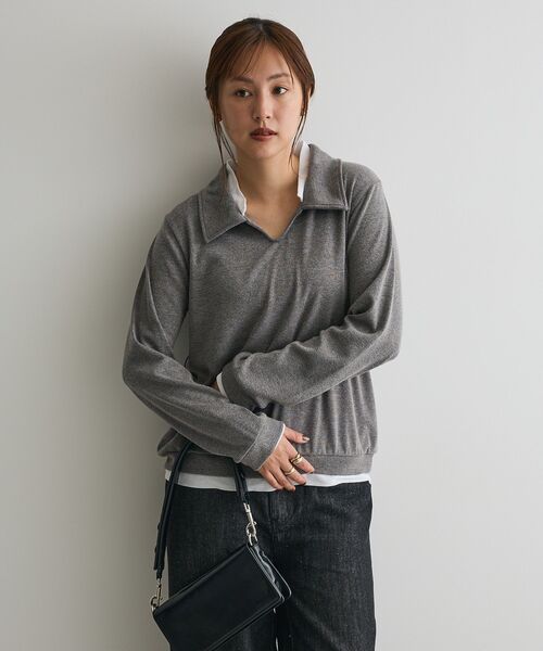 CRAFT STANDARD BOUTIQUE(クラフトスタンダードブティック)の「レイヤード風プルオーバー(Tシャツ/カットソー・レディース・ライトブルー/ブラック/チャコールグレー・FREE)」の12枚目の写真