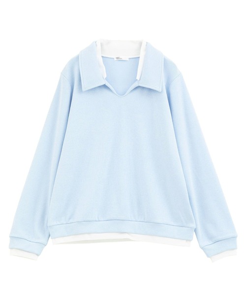 CRAFT STANDARD BOUTIQUE(クラフトスタンダードブティック)の「レイヤード風プルオーバー(Tシャツ/カットソー・レディース・ライトブルー/ブラック/チャコールグレー・FREE)」の1枚目の写真