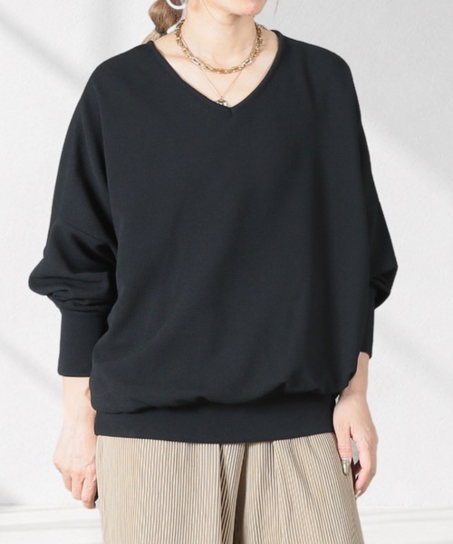 CLOVER DEPOT(クローバーデポ)の「2WAYエンボストップス/前後着用OK(CLOVER DEPOT)(Tシャツ/カットソー・レディース・ブラウン/ブラック/アイボリー・FREE)」の1枚目の写真