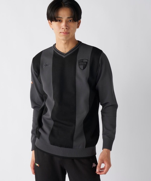 Kappa（カッパ）の「【Kappa/カッパ】ストライプVネックセーター　ゴルフ（ニット/セーター・メンズ・ホワイト/ブラック・XX-LARGE/LARGE/X-LARGE）」の2枚目の写真