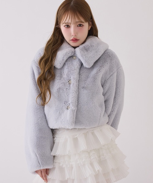 キラキラボタンファーコート（その他アウター）｜one after another