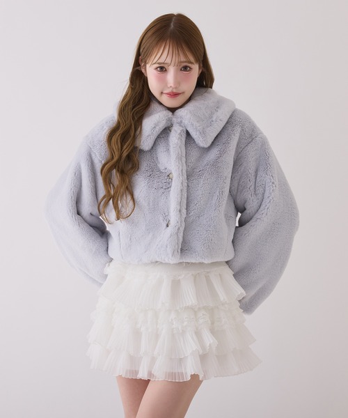 NICE CLAUP キラキラボタンファーコート one after another NICE CLAUP コート アウター キラキラボタンファー