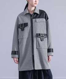 kOhAKU | 『異素材切替バックルコート』(ステンカラーコート)