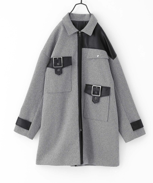 kOhAKU（コハク）の「『異素材切替バックルコート』（ステンカラーコート・レディース・ブラック/グレー・1/2）」の21枚目の写真