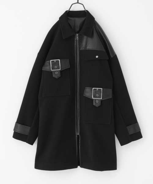 kOhAKU（コハク）の「『異素材切替バックルコート』（ステンカラーコート・レディース・ブラック/グレー・1/2）」の22枚目の写真