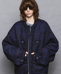 MAISON SPECIAL(メゾンスペシャル)の《UNISEX》Collarless Tweed Jacket/ノーカラーツイードジャケット【MAISON SPECIAL/メゾンスペシャル】(ノーカラージャケット)