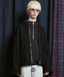 メンズのノーカラージャケット（ブラック/黒色系）ファッション通販