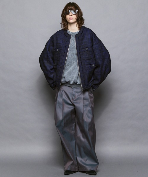 UNISEX》Collarless Tweed Jacket/ノーカラーツイードジャケット