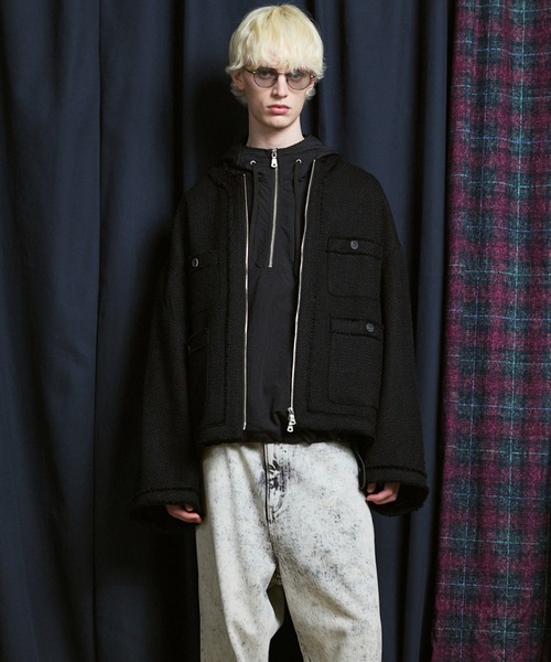 MAISON SPECIAL（メゾンスペシャル）の「《UNISEX》Collarless Tweed Jacket/ノーカラーツイードジャケット【MAISON SPECIAL/メゾンスペシャル】（ノーカラージャケット・メンズ・ネイビー/ホワイト/ブラック・0/1/2）」の11枚目の写真