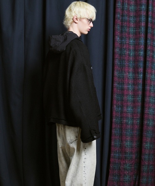 MAISON SPECIAL（メゾンスペシャル）の「《UNISEX》Collarless Tweed Jacket/ノーカラーツイードジャケット【MAISON SPECIAL/メゾンスペシャル】（ノーカラージャケット・メンズ・ネイビー/ホワイト/ブラック・0/1/2）」の12枚目の写真