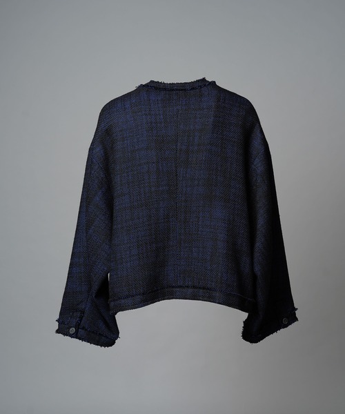 MAISON SPECIAL（メゾンスペシャル）の「《UNISEX》Collarless Tweed Jacket/ノーカラーツイードジャケット【MAISON SPECIAL/メゾンスペシャル】（ノーカラージャケット・メンズ・ネイビー/ホワイト/ブラック・0/1/2）」の17枚目の写真