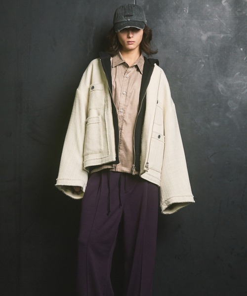 UNISEX》Collarless Tweed Jacket/ノーカラーツイードジャケット