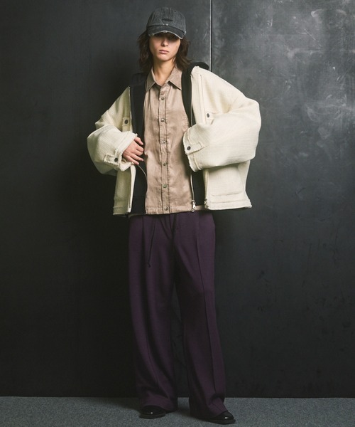 UNISEX》Collarless Tweed Jacket/ノーカラーツイードジャケット