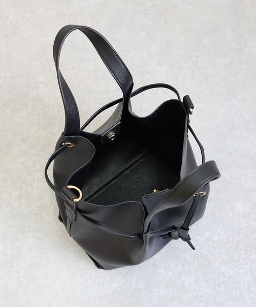 T・S・L（ティーエスエル）の「2way巾着トートバッグ（トートバッグ・レディース・ブラック/グレイッシュベージュ/サックスブルー・FREE）」の7枚目の写真