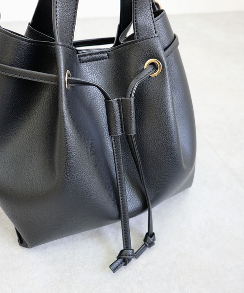 T・S・L（ティーエスエル）の「2way巾着トートバッグ（トートバッグ・レディース・ブラック/グレイッシュベージュ/サックスブルー・FREE）」の10枚目の写真