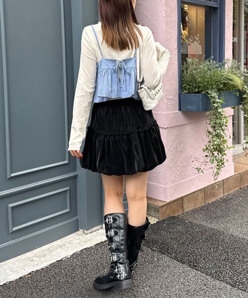 CIAOPANIC(チャオパニック)の「レザーライクバルーンミニスカート(スカート・レディース・ブラック/ボルドー・ONE SIZE)」の7枚目の写真