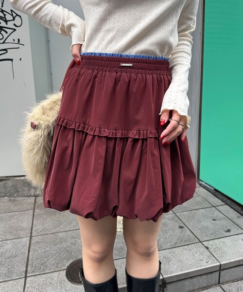 CIAOPANIC(チャオパニック)の「レザーライクバルーンミニスカート(スカート・レディース・ブラック/ボルドー・ONE SIZE)」の10枚目の写真