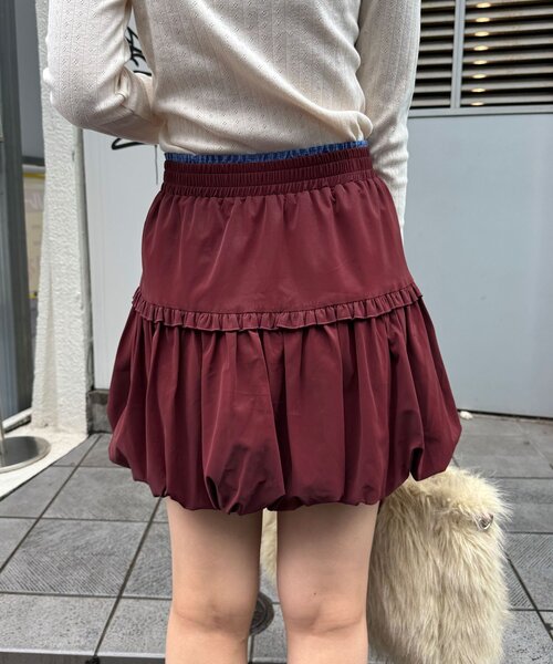 CIAOPANIC(チャオパニック)の「レザーライクバルーンミニスカート(スカート・レディース・ブラック/ボルドー・ONE SIZE)」の12枚目の写真