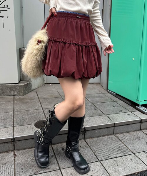 CIAOPANIC(チャオパニック)の「レザーライクバルーンミニスカート(スカート・レディース・ブラック/ボルドー・ONE SIZE)」の13枚目の写真