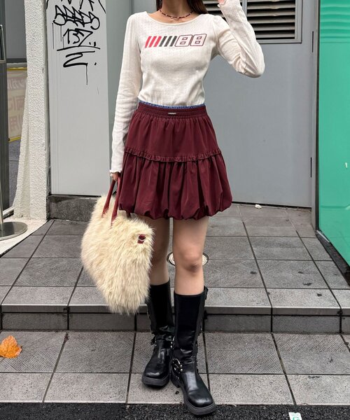 CIAOPANIC(チャオパニック)の「レザーライクバルーンミニスカート(スカート・レディース・ブラック/ボルドー・ONE SIZE)」の14枚目の写真