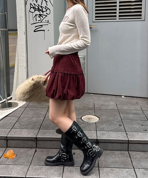 CIAOPANIC(チャオパニック)の「レザーライクバルーンミニスカート(スカート・レディース・ブラック/ボルドー・ONE SIZE)」の15枚目の写真