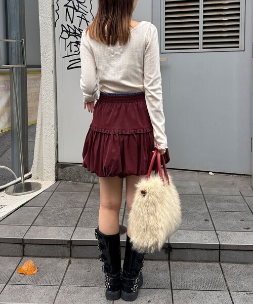 CIAOPANIC(チャオパニック)の「レザーライクバルーンミニスカート(スカート・レディース・ブラック/ボルドー・ONE SIZE)」の16枚目の写真