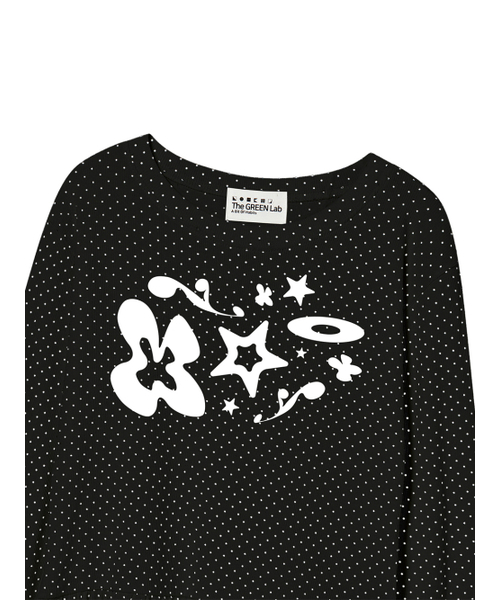 THE GREEN LAB（ザグリーンラボ）の「コズミックドットフリルロングスリーブ[ブラック]（Tシャツ/カットソー・レディース・その他・FREE）」の3枚目の写真