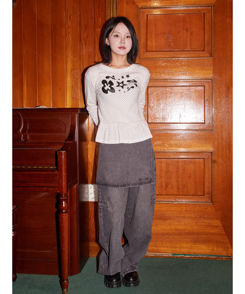 THE GREEN LAB（ザグリーンラボ）の「コズミックドットフリルロングスリーブ[ブラック]（Tシャツ/カットソー・レディース・その他・FREE）」の8枚目の写真