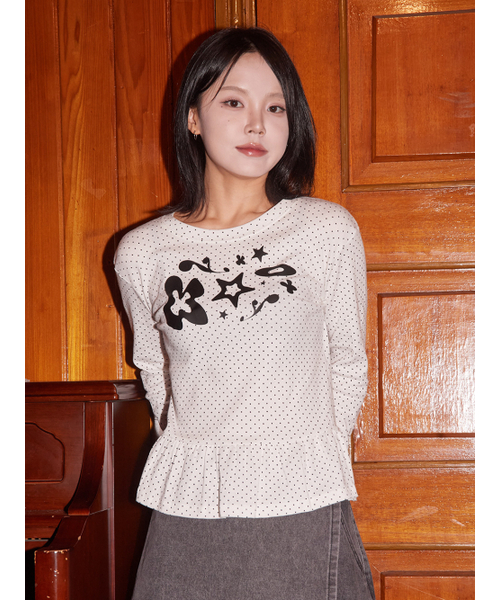 THE GREEN LAB（ザグリーンラボ）の「コズミックドットフリルロングスリーブ[ブラック]（Tシャツ/カットソー・レディース・その他・FREE）」の11枚目の写真