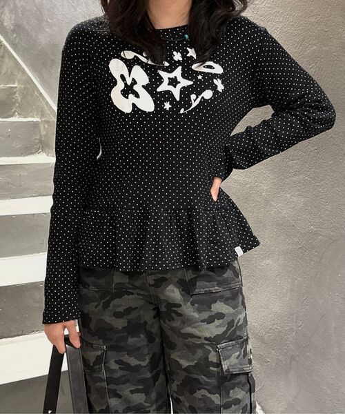 THE GREEN LAB（ザグリーンラボ）の「コズミックドットフリルロングスリーブ[ブラック]（Tシャツ/カットソー・レディース・その他・FREE）」の17枚目の写真