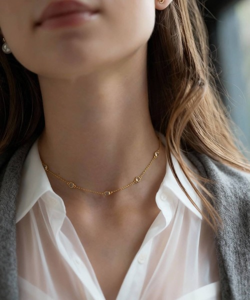 Ops.（オプス）の「ネックレス ゴールド チェーン 天然石 レディース シルバー925 【quinelle クィネル】（ネックレス・レディース・イエローゴールド・ONE SIZE）」の5枚目の写真