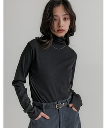 Re:EDIT（リエディ）の「[2025 WINTER PRE ORDER][汗じみ防止][UVカット]リブカットソーハイネックトップス（Tシャツ/カットソー）」