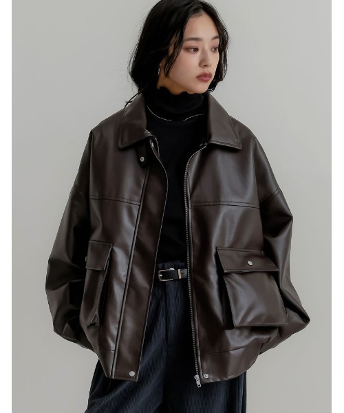 Re:EDIT（リエディ）の「[2025 WINTER COLLECTION][汗じみ防止][UVカット]リブカットソーハイネックトップス（Tシャツ/カットソー・レディース・ブラック/チャコールグレー/ホワイト/ブラウン・MEDIUM/LARGE）」の8枚目の写真