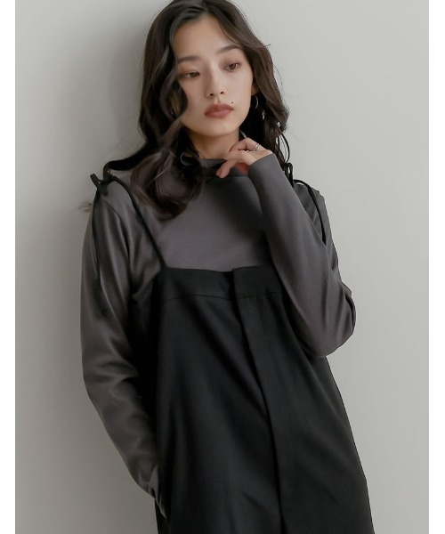 Re:EDIT（リエディ）の「[2025 WINTER COLLECTION][汗じみ防止][UVカット]リブカットソーハイネックトップス（Tシャツ/カットソー・レディース・ブラック/チャコールグレー/ホワイト/ブラウン・MEDIUM/LARGE）」の21枚目の写真