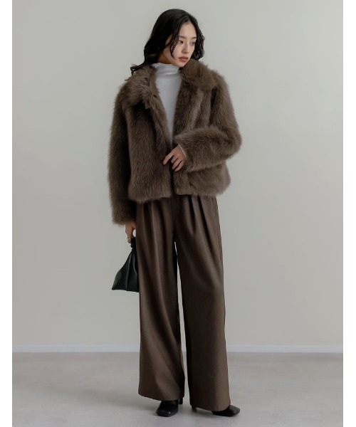 Re:EDIT（リエディ）の「[2025 WINTER COLLECTION][汗じみ防止][UVカット]リブカットソーハイネックトップス（Tシャツ/カットソー・レディース・ブラック/チャコールグレー/ホワイト/ブラウン・MEDIUM/LARGE）」の12枚目の写真