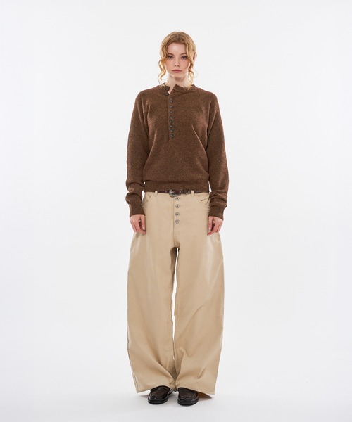 BUTTON CORDUROY CURVE WIDE PANTS / ボタンコーデュロイカーブワイド