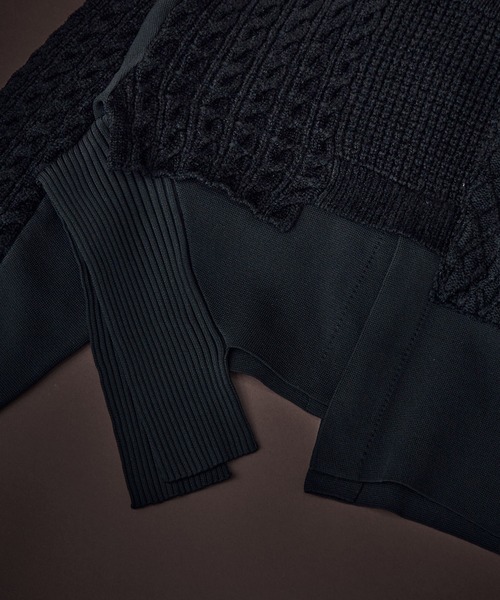 UN3D./アンスリード】CABLE LAYER SHORT KNIT TOP/ケーブルレイヤー