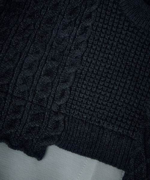 UN3D./アンスリード】CABLE LAYER SHORT KNIT TOP/ケーブルレイヤー