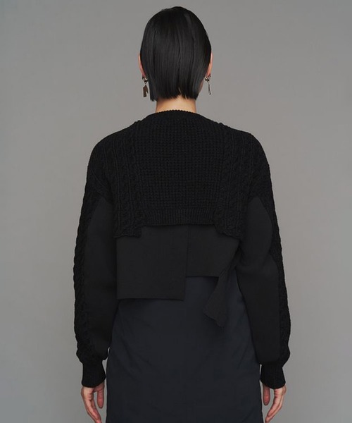 UN3D./アンスリード】CABLE LAYER SHORT KNIT TOP/ケーブルレイヤー