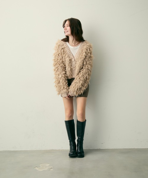 Lunea(ルネア)の「ループ編みフリンジニットカーディガン(カーディガン/ボレロ・レディース・アイボリー/ブラウン/ベージュ・FREE)」の20枚目の写真