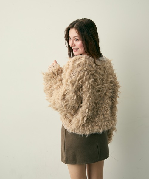 Lunea(ルネア)の「ループ編みフリンジニットカーディガン(カーディガン/ボレロ・レディース・アイボリー/ブラウン/ベージュ・FREE)」の11枚目の写真