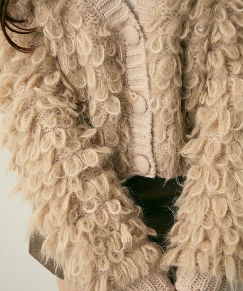 Lunea(ルネア)の「ループ編みフリンジニットカーディガン(カーディガン/ボレロ・レディース・アイボリー/ブラウン/ベージュ・FREE)」の9枚目の写真