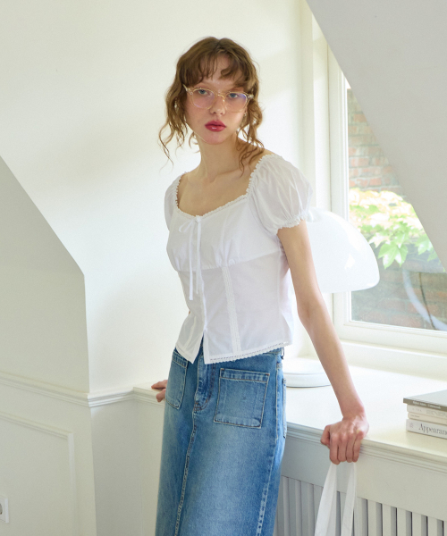 SALON DE YOHN(サロンドヨーン)の「Ribbon Cotton Blouse_ White(シャツ/ブラウス・レディース・その他・MEDIUM)」の3枚目の写真