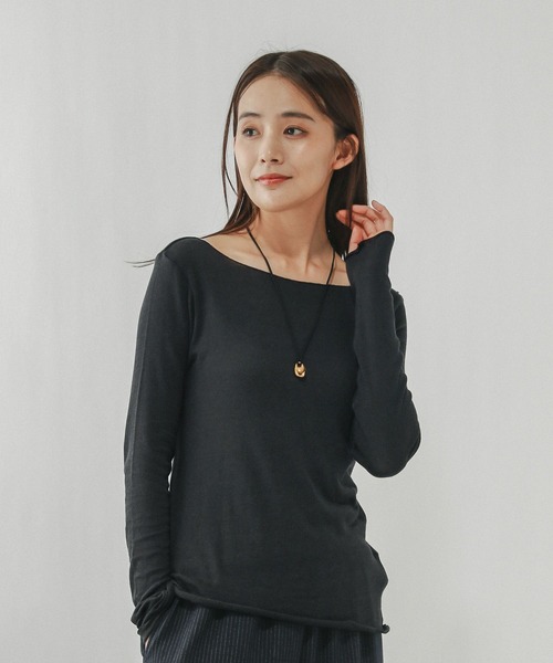 GLOBAL WORK(グローバルワーク)の「Fffit エフィット/温度調節ストレッチボートネックTシャツ長袖/612404(Tシャツ/カットソー・レディース・ブラック/ホワイト/ブラウン系その他6・LARGE/X-LARGE/SMALL/MEDIUM)」の3枚目の写真