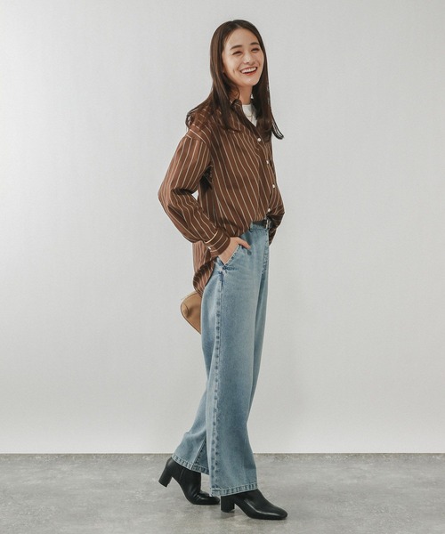 GLOBAL WORK(グローバルワーク)の「Fffit エフィット/温度調節ストレッチボートネックTシャツ長袖/612404(Tシャツ/カットソー・レディース・ブラック/ホワイト/ブラウン系その他6・LARGE/X-LARGE/SMALL/MEDIUM)」の5枚目の写真
