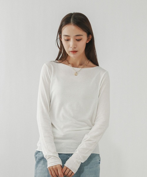 GLOBAL WORK(グローバルワーク)の「Fffit エフィット/温度調節ストレッチボートネックTシャツ長袖/612404(Tシャツ/カットソー・レディース・ブラック/ホワイト/ブラウン系その他6・LARGE/X-LARGE/SMALL/MEDIUM)」の6枚目の写真