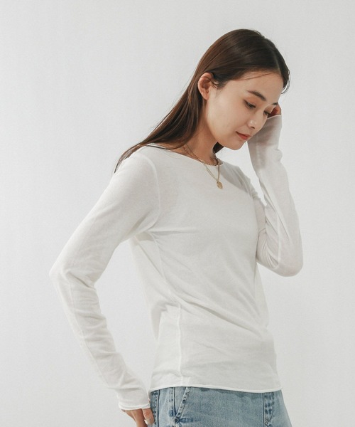 GLOBAL WORK(グローバルワーク)の「Fffit エフィット/温度調節ストレッチボートネックTシャツ長袖/612404(Tシャツ/カットソー・レディース・ブラック/ホワイト/ブラウン系その他6・LARGE/X-LARGE/SMALL/MEDIUM)」の7枚目の写真